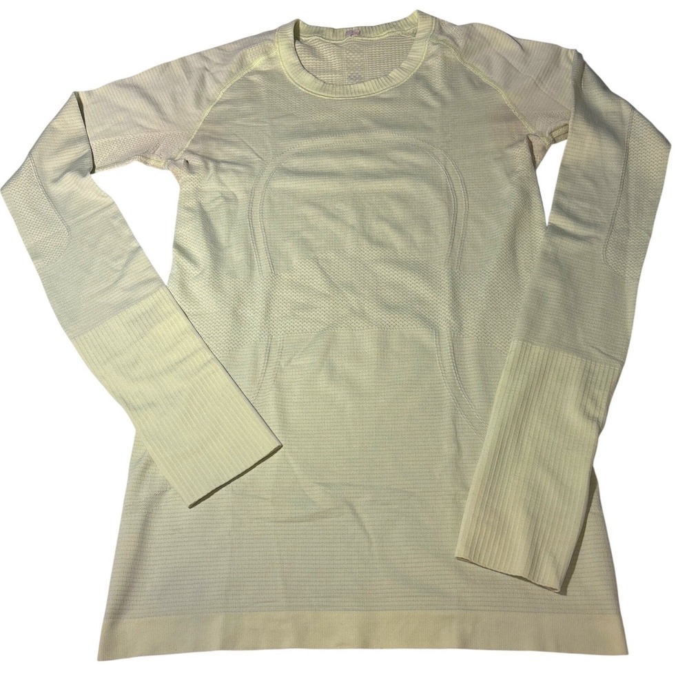 Lululemon Swiftly Tech Long Sleeve Crew Top Pale Lime Green Size 6 Thumbholes